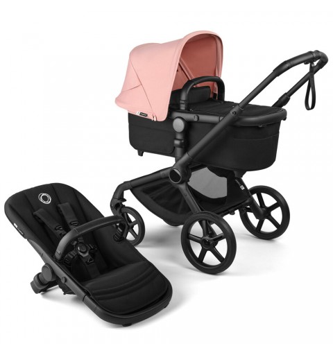 Bugaboo Fox 5 Renew - wózek wielofunkcyjny, zestaw 2w1 z opcją 3w1 i 4w1 | Black / Black - Morning Pink